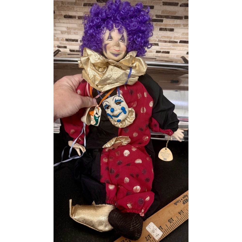 Vintage Dakin Faith Wick Pip Jester Doll 70-0006 18" w/ 5 Masks Original Tag